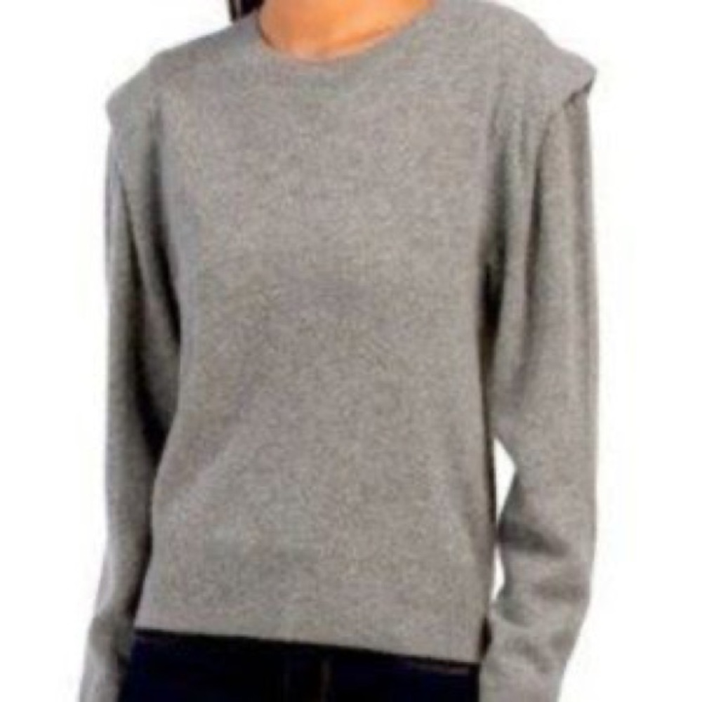 House of Harlow 1960 Heather grey 100% cashmere layered shoulder cap sweater S